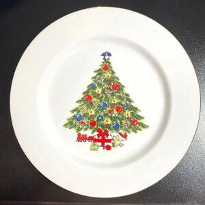 Sea Gull Fine China SGU1 Christmas Tree Dinner Plate‎ Gold Rim 10.5" Jian Shiang